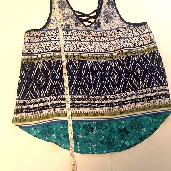 Iz Byer Tank Top Women's Size Medium Blue and Green - Picture 4 of 4